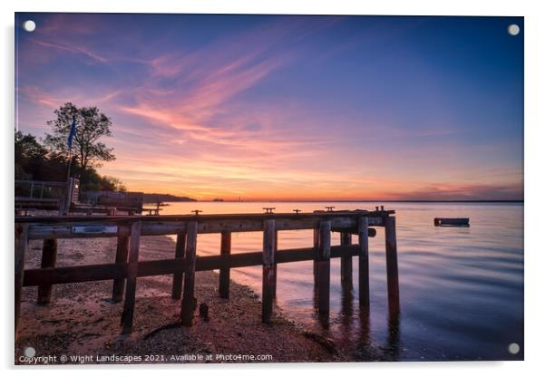 Woodside Bay Sunset Acrylic by Wight Landscapes
