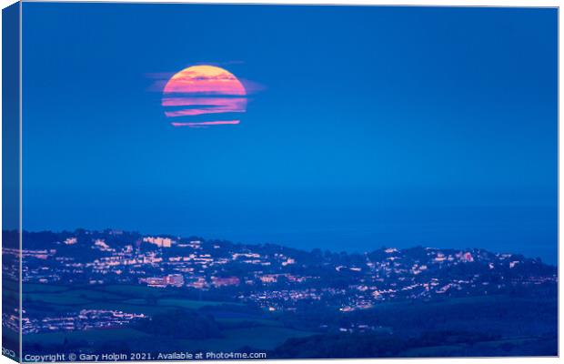 Flower Moon over Torbay Canvas Print by Gary Holpin