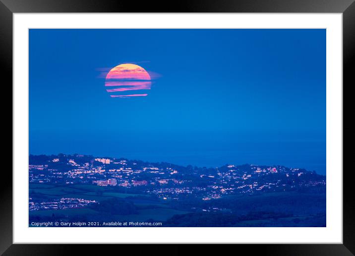 Flower Moon over Torbay Framed Mounted Print by Gary Holpin
