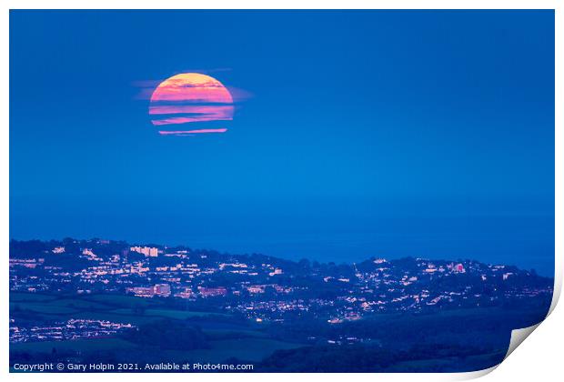 Flower Moon over Torbay Print by Gary Holpin