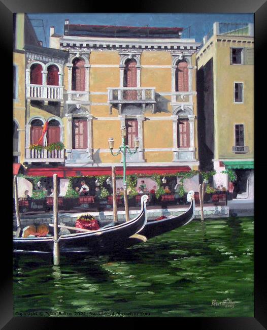 Grand Canal, Venice. Prints from my original artwork.  Framed Print by Peter Bolton