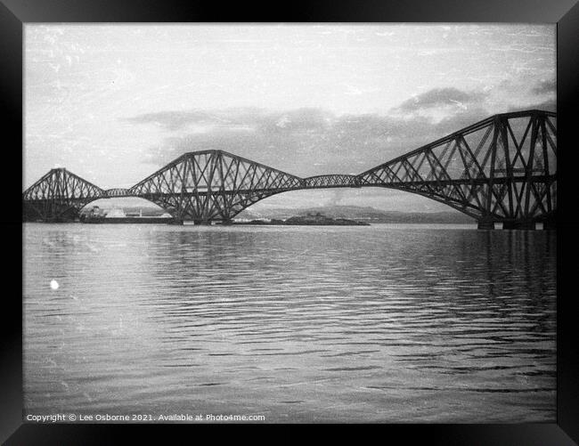 Forth Bridge Vintage Monochrome Framed Print by Lee Osborne