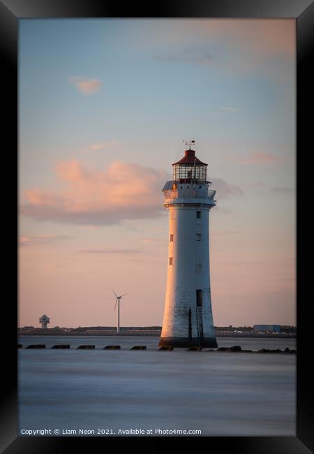 High Tide New Brighton Lighthouse Framed Print by Liam Neon