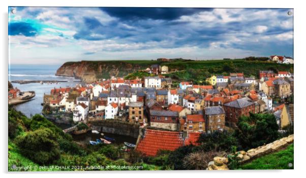 Staithes panorama 534  Acrylic by PHILIP CHALK