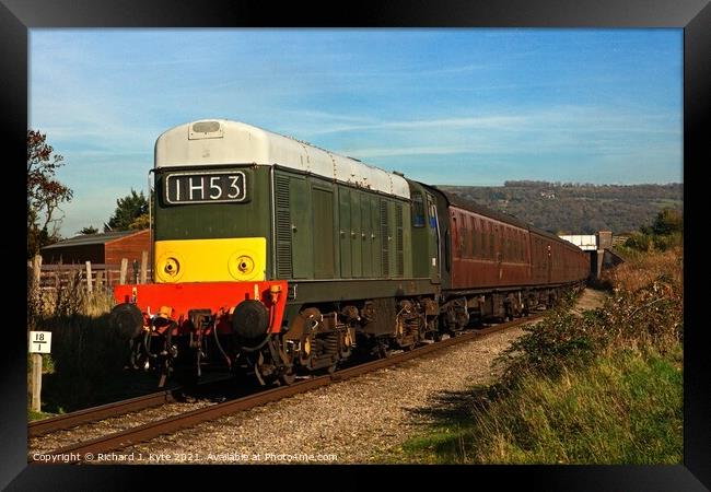Class 20 Diesel locomotive no. D8137 (TOPS 20137) at Southam Lane, Gloucestershire Warwickshire Railway Framed Print by Richard J. Kyte