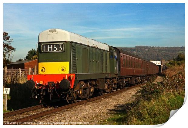 Class 20 Diesel locomotive no. D8137 (TOPS 20137) at Southam Lane, Gloucestershire Warwickshire Railway Print by Richard J. Kyte