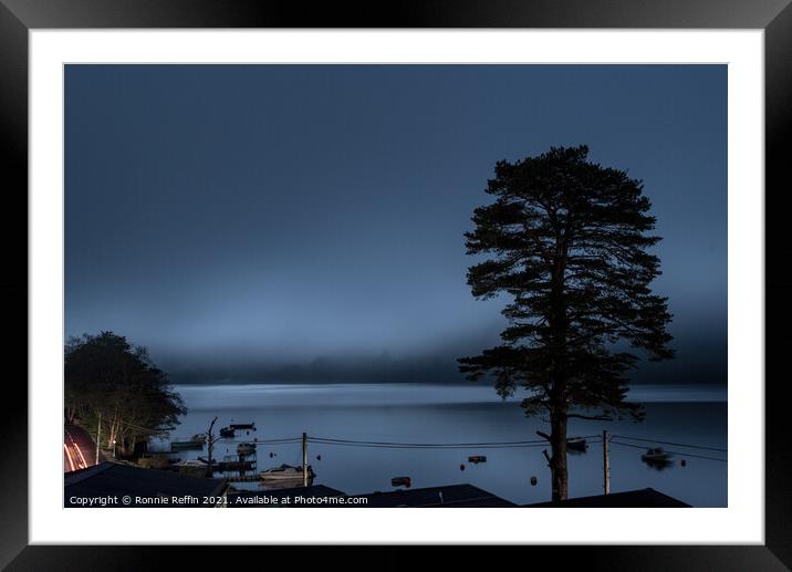 Loch Eck Moonlight Through The Fog Framed Mounted Print by Ronnie Reffin