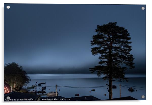 Loch Eck Moonlight Through The Fog Acrylic by Ronnie Reffin