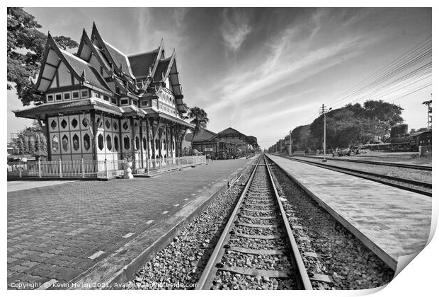 Hua Hin Station & Royal Pavilion Print by Kevin Hellon