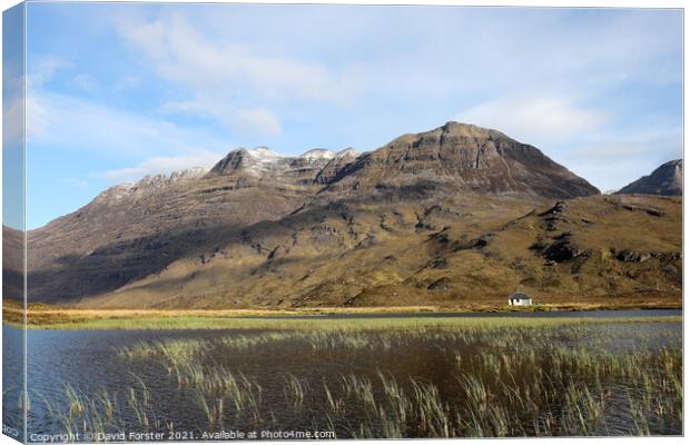 The Mountain of Liathach with a Dusting of Spring Snow Viewed ac Canvas Print by David Forster