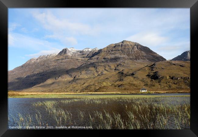 The Mountain of Liathach with a Dusting of Spring Snow Viewed ac Framed Print by David Forster