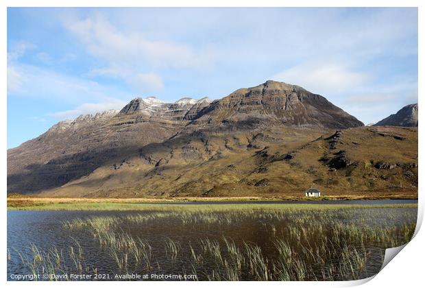 The Mountain of Liathach with a Dusting of Spring Snow Viewed ac Print by David Forster