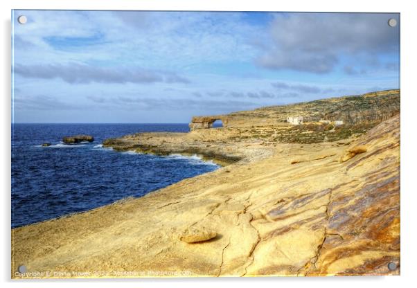 Sandstone cliffs and Azure Window Gozo Malta Acrylic by Diana Mower