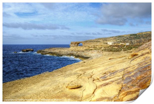 Sandstone cliffs and Azure Window Gozo Malta Print by Diana Mower