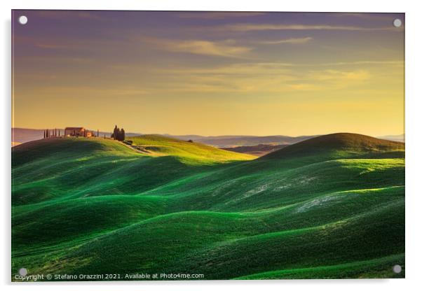 Rolling Hills at Sunset in Crete Senesi Acrylic by Stefano Orazzini