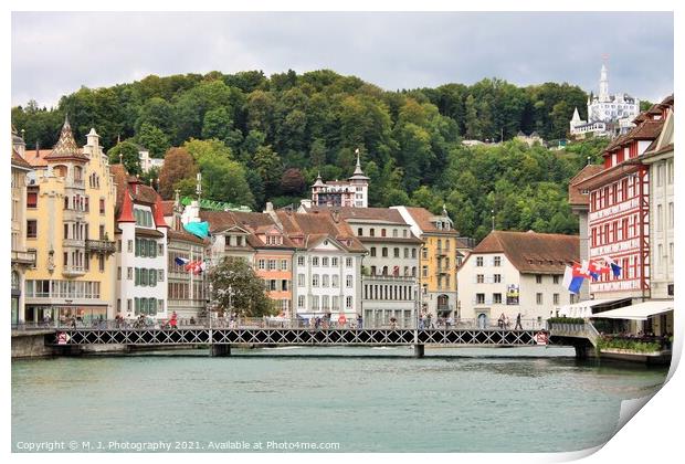  Lucerne in a beautiful summer day in Switzerland Print by M. J. Photography