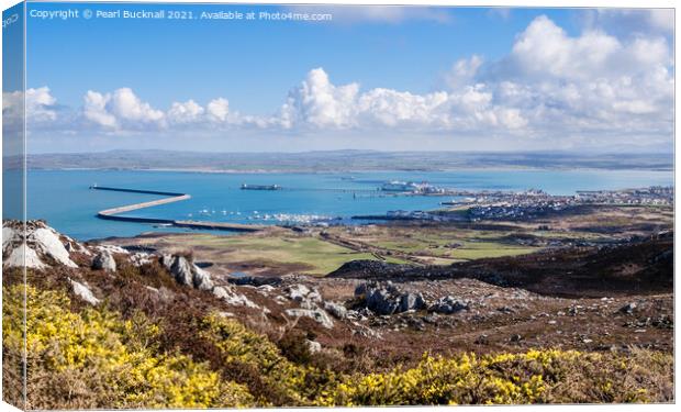 Holyhead Port from the Mountain Anglesey Wales Canvas Print by Pearl Bucknall