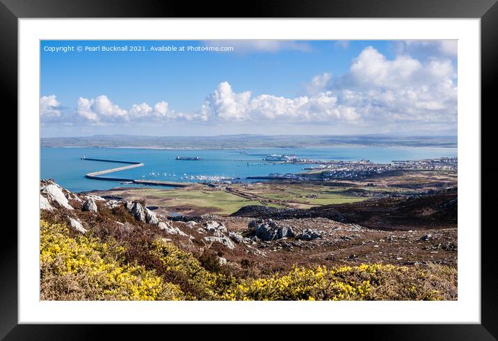 Holyhead Port from the Mountain Anglesey Wales Framed Mounted Print by Pearl Bucknall
