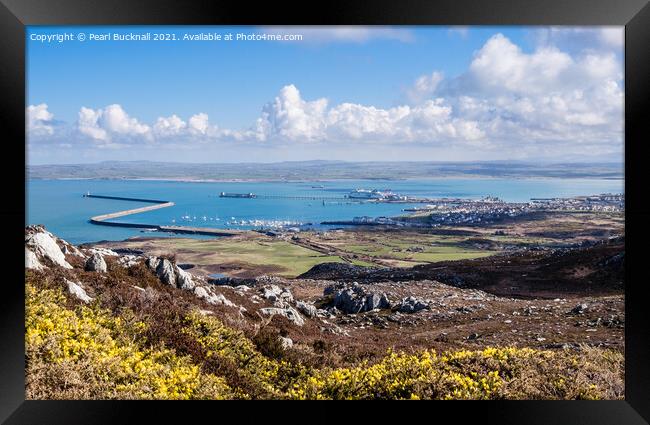 Holyhead Port from the Mountain Anglesey Wales Framed Print by Pearl Bucknall