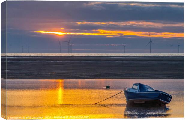 Tranquil sunset near Meols Wirral England Canvas Print by Phil Longfoot