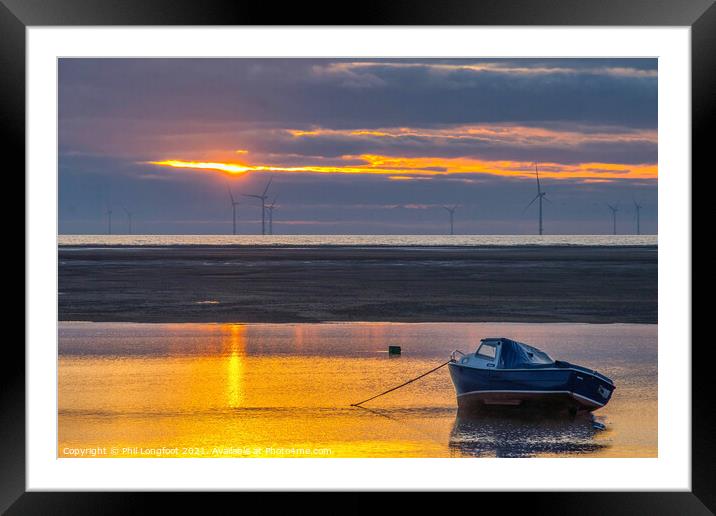 Tranquil sunset near Meols Wirral England Framed Mounted Print by Phil Longfoot