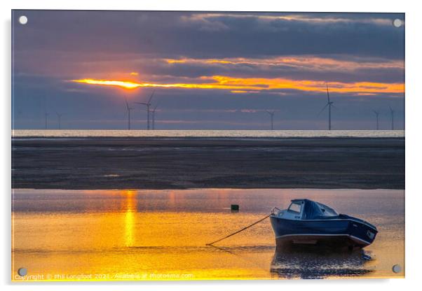 Tranquil sunset near Meols Wirral England Acrylic by Phil Longfoot
