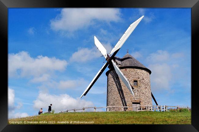 Windmill Moulin de Moidrey Near Mont Saint Michel Framed Print by Malcolm White