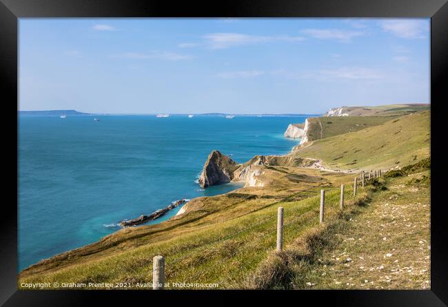 South West Coast Path at West Lulworth Framed Print by Graham Prentice