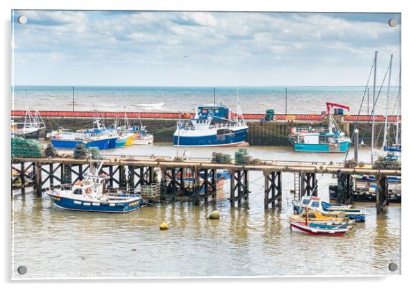 Fishing Boats Moored in Bridlington Harbour Acrylic by Allan Bell