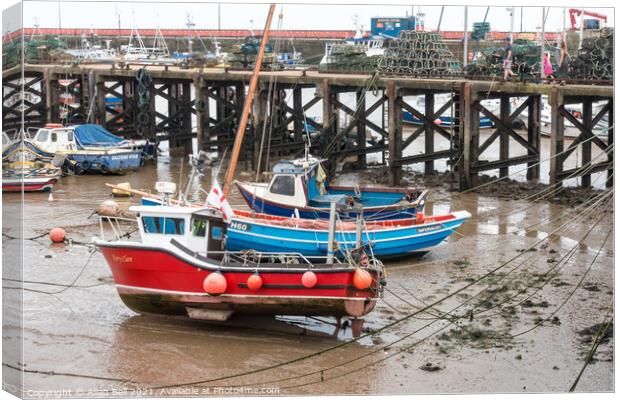 Fishing Boats at Low Tide Canvas Print by Allan Bell