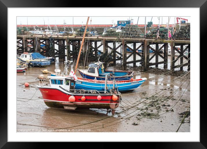Fishing Boats at Low Tide Framed Mounted Print by Allan Bell