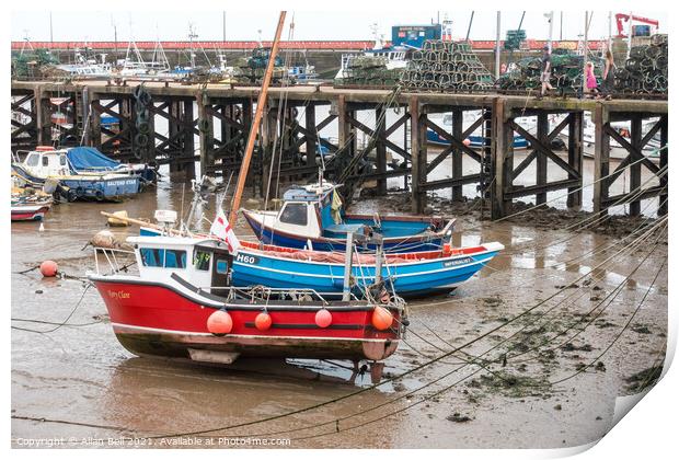 Fishing Boats at Low Tide Print by Allan Bell