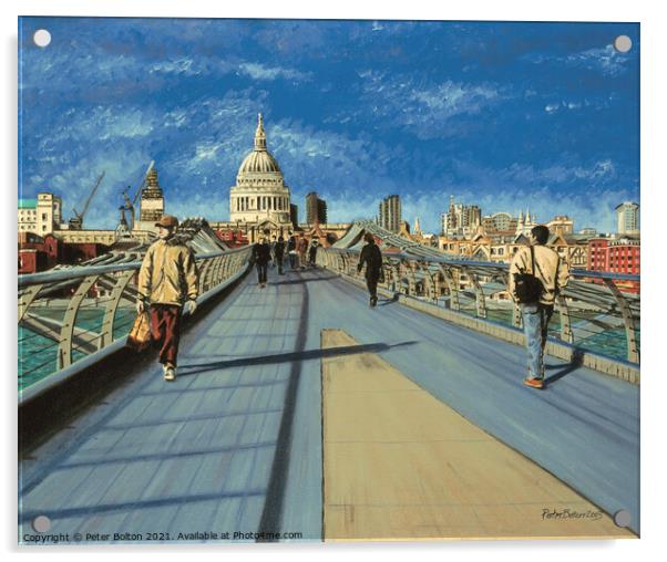 'Millennium Bridge' by Peter Bolton. Originally painted by me in 2003. Now available as prints.  Acrylic by Peter Bolton