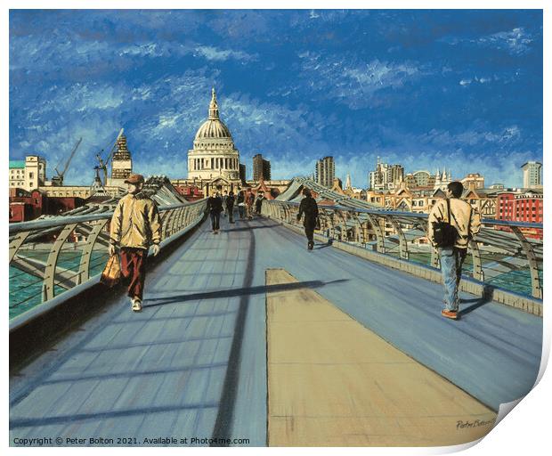 'Millennium Bridge' by Peter Bolton. Originally painted by me in 2003. Now available as prints.  Print by Peter Bolton
