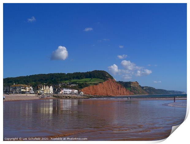 Sidmouth Beach   Print by Les Schofield