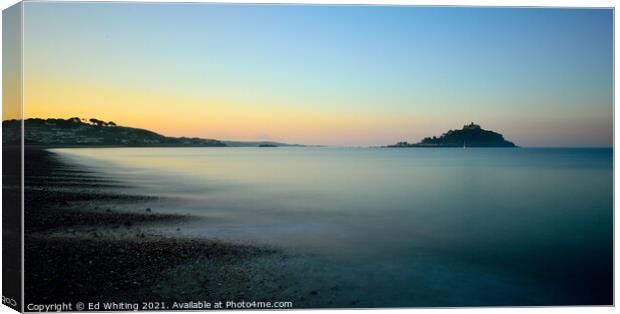 Morning view from the beach across to St Michael's Mount Canvas Print by Ed Whiting
