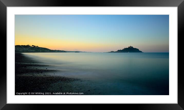 Morning view from the beach across to St Michael's Mount Framed Mounted Print by Ed Whiting