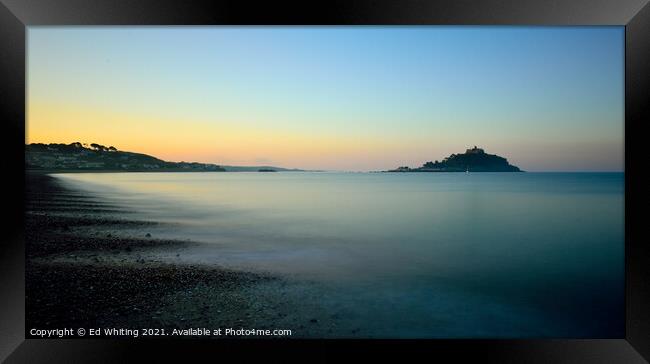 Morning view from the beach across to St Michael's Mount Framed Print by Ed Whiting