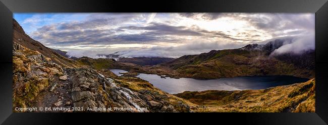Heart shaped lake in Snowdon Framed Print by Ed Whiting