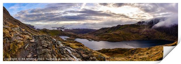 Heart shaped lake in Snowdon Print by Ed Whiting