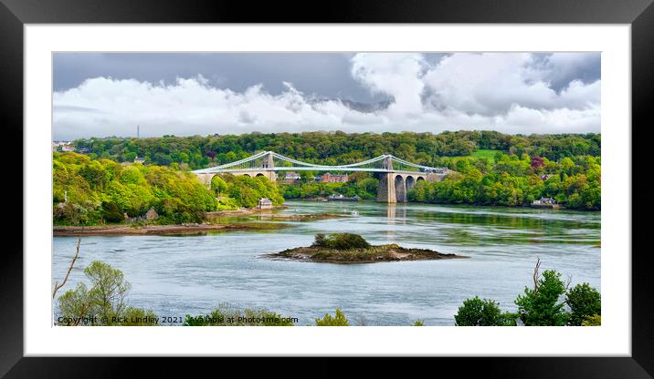 Menai Suspension Bridge Framed Mounted Print by Rick Lindley