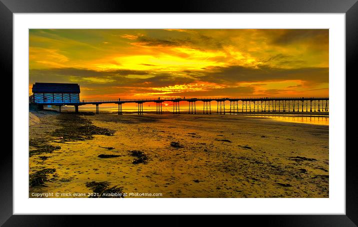 A sunset at Saltburn  Framed Mounted Print by Mick Evans
