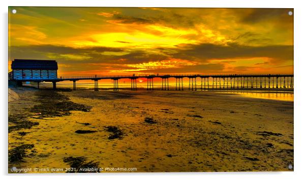 A sunset at Saltburn  Acrylic by Mick Evans
