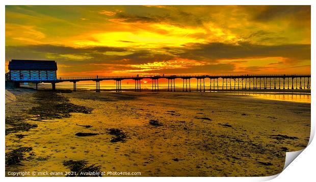 A sunset at Saltburn  Print by Mick Evans