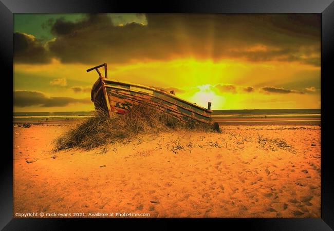 The Abandoned boat at Marske Framed Print by Mick Evans