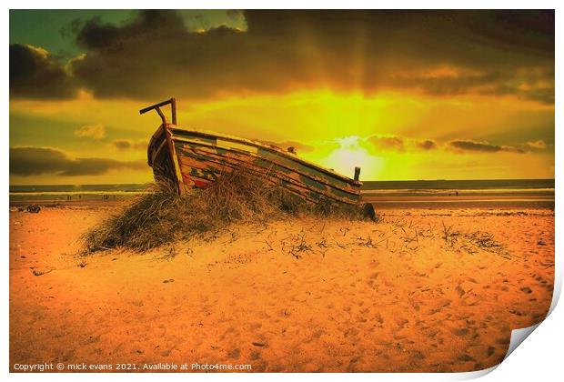 The Abandoned boat at Marske Print by Mick Evans
