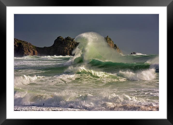 Cornish Wave Framed Mounted Print by Ed Whiting