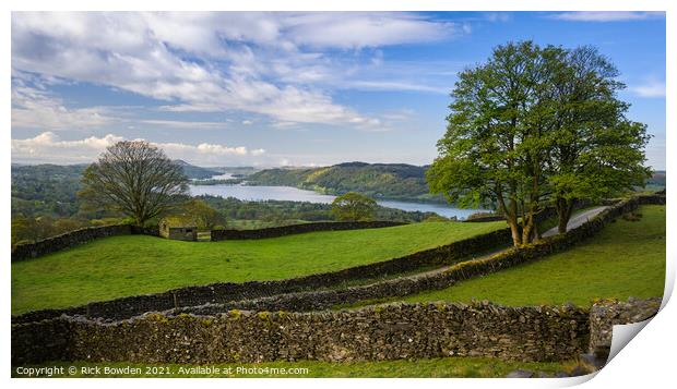 Troutbeck View Over Windermere Print by Rick Bowden