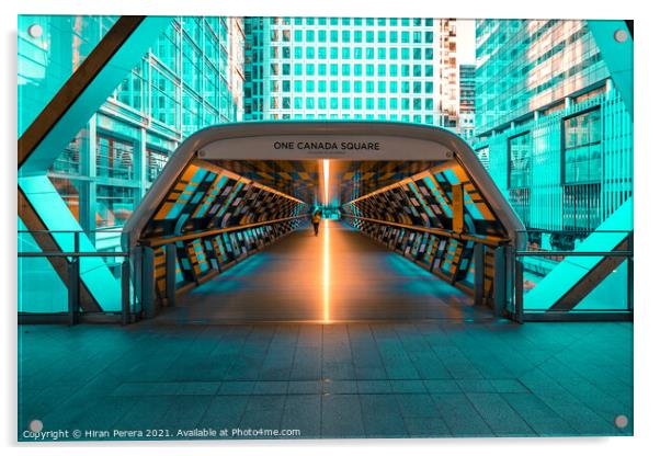Adams Plaza Bridge, Canary Wharf Acrylic by Hiran Perera