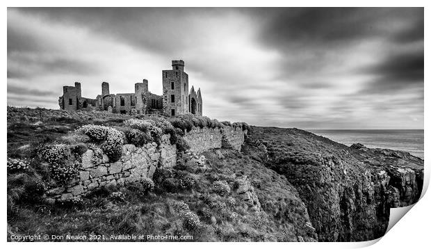 Majestic Slains Castle Overlooks Rugged Scottish S Print by Don Nealon